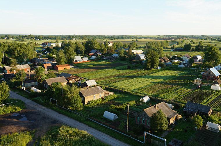 Вид с высоты на село Шухободь